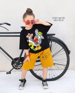 کراپ‌ و شلوارک دخترانه پنبه 